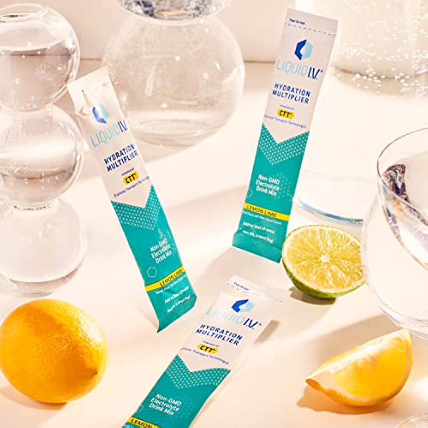 Liquid I.V. Hydration Multiplier - Lemon Lime - Hydration Powder Packets | Electrolyte Drink Mix | Easy Open Single-Serving Stick | Non-GMO | 96 Sticks