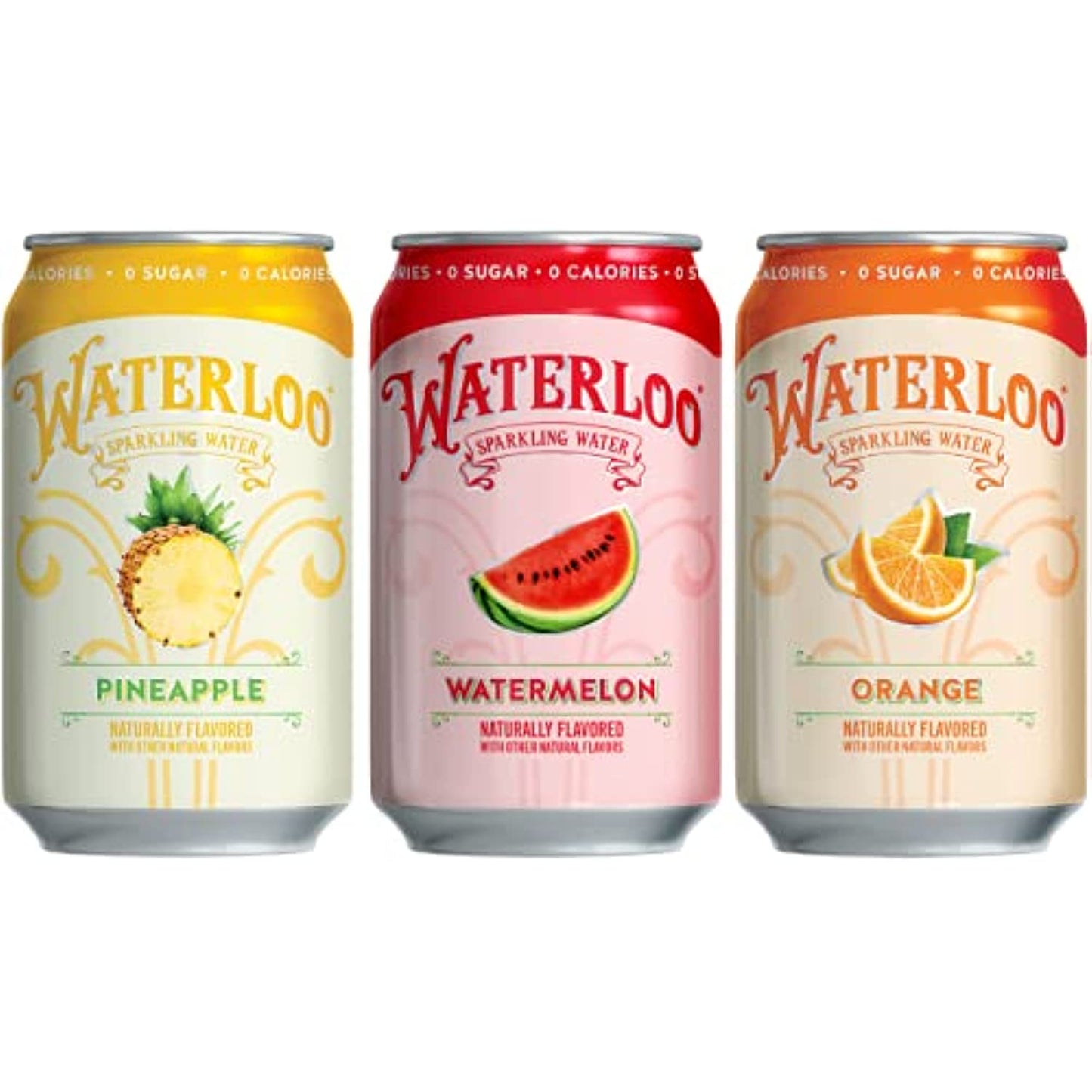 Waterloo Sparkling Water| Zero Calorie | Zero Sugar | Zero Sodium | Zero Calories | Naturally Flavored (Watermelon/Orange/Pineapple)