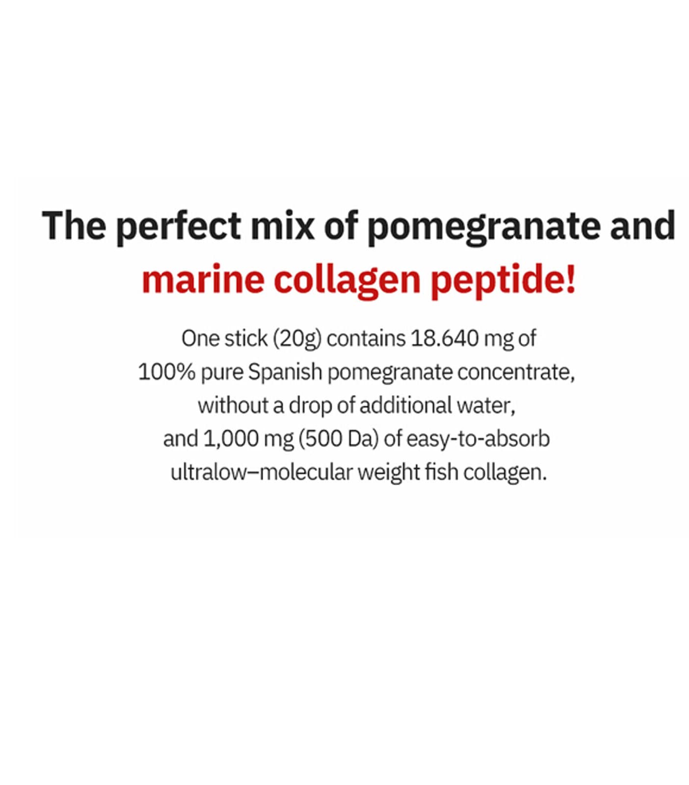 Freshbell Pomegranate Collagen Jelly Stick (20g x 30 Sticks) Helps Skin, Anti-ageing, Hair Growth, Strong Nails, & Joints / Collagen Supplement for Man and Woman, Made in South Korea