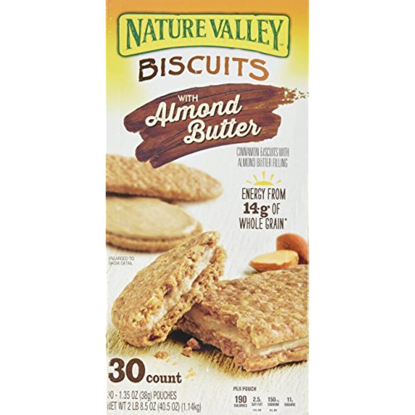 Nature Valley Sandwich Biscuit with Almond Butter (30 count), 1.35 oz/pouch