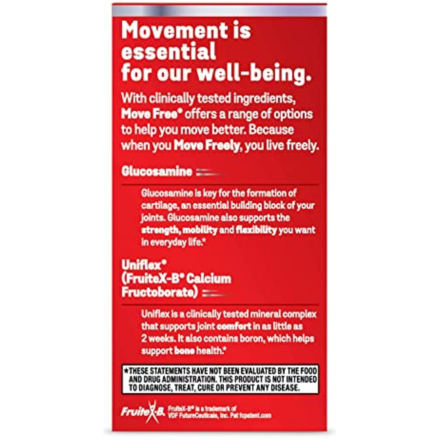 Move Free Advanced Glucosamine Chondroitin + Calcium Fructoborate Joint Support Supplement, Supports Mobility Comfort Strength Flexibility & Bone - 200 Tablets (100 servings)*