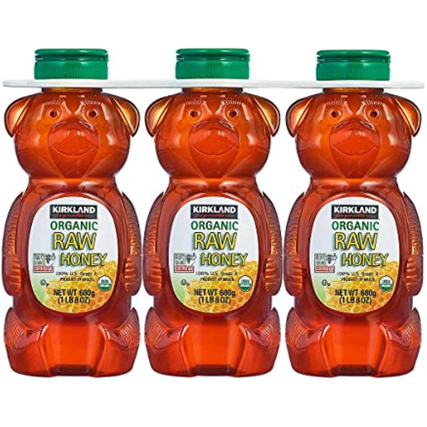 Kirkland Signature Raw Organic Honey Bear 24 oz, 3 count