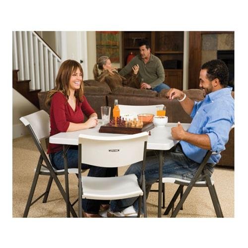Lifetime Light Commercial Contemporary Plastic Folding Chair, Almond (4 Pack)
