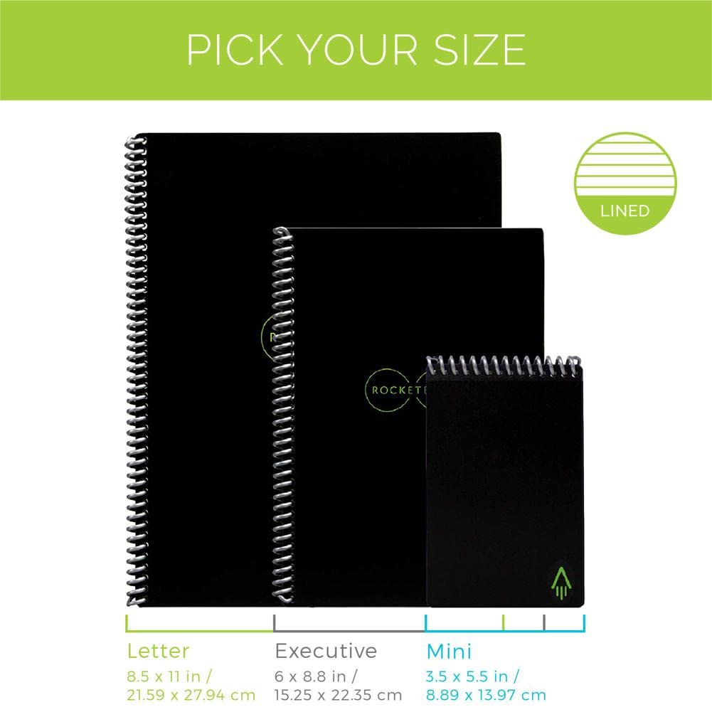 Rocketbook Fusion Smart Reusable Notebook - Calendar, To-Do Lists, and Note Template Pages with 1 Pilot Frixion Pen & 1 Microfiber Cloth Included - Infinity Black Cover, Letter Size (8.5" x 11")