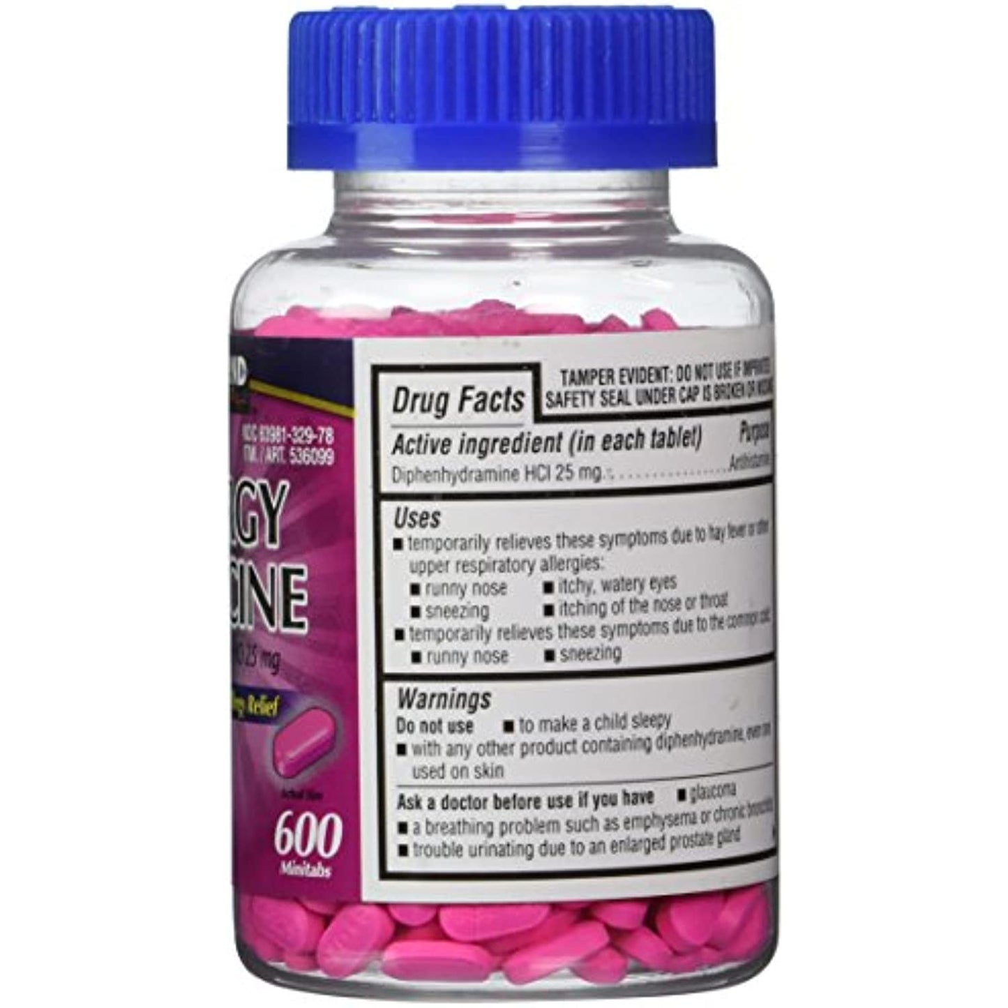 Kirkland Signature Allergy Medicine Diphenhydramine HCI 25 mg - 600 Minitabs