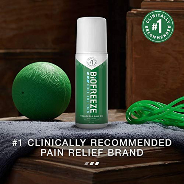 Biofreeze Roll-On Pain-Relieving Gel 3 FL OZ, Colorless (Pack Of 2) Topical Pain Reliever For Muscles And Joints From Arthritis, Backache, Strains, Bruises, & Sprains (Package May Vary)