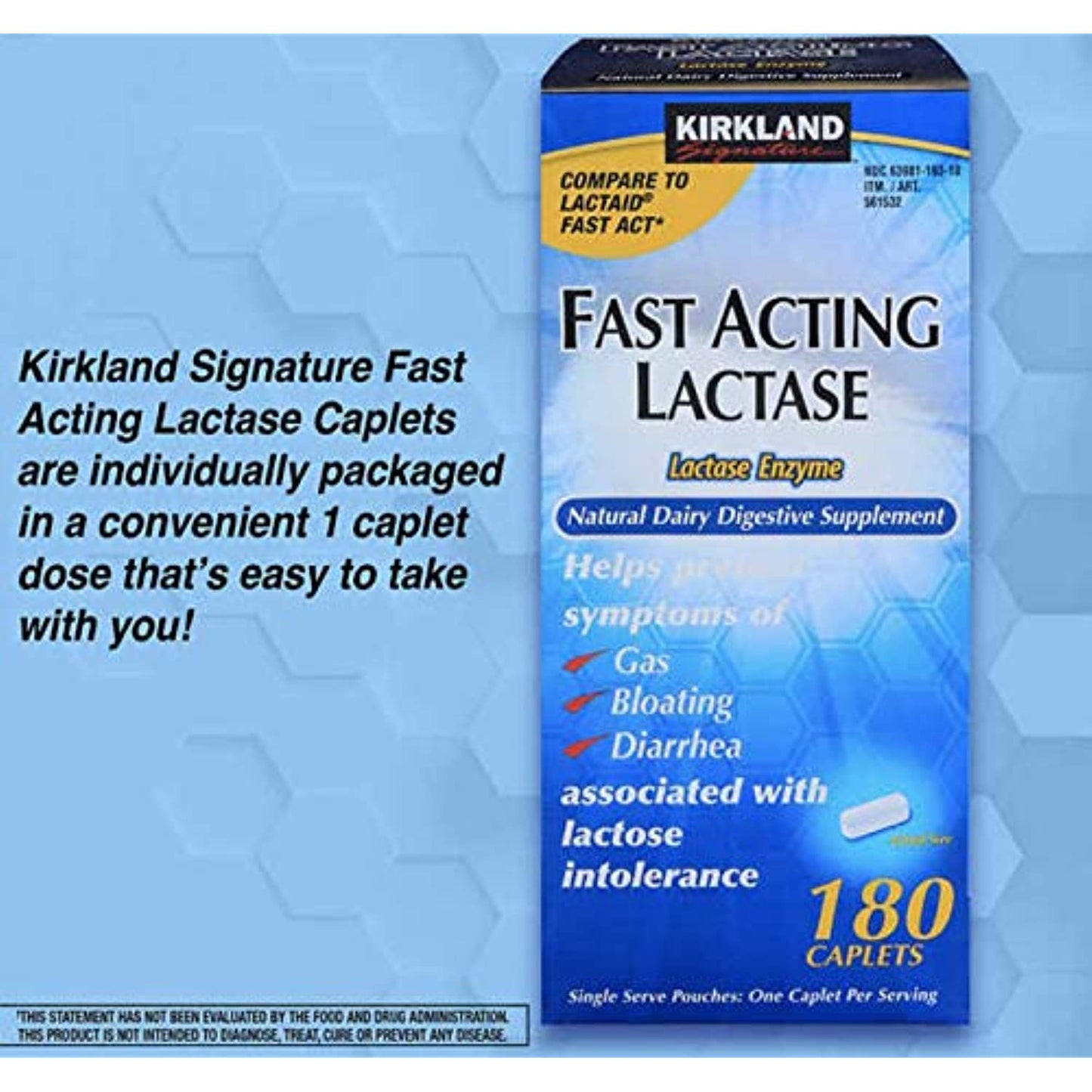 Kirkland Signature Fast Acting Lactase, 180 Caplets