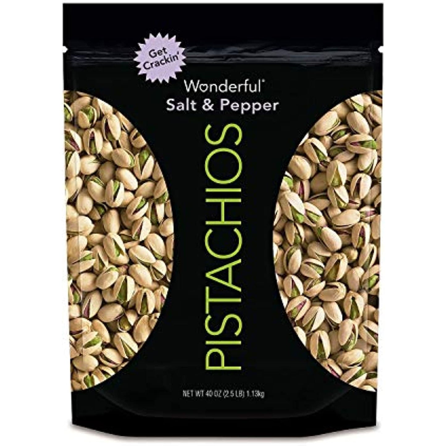 Wonderful Salt and Pepper Pistachios, 40 Ounce, 2.5 Pounds