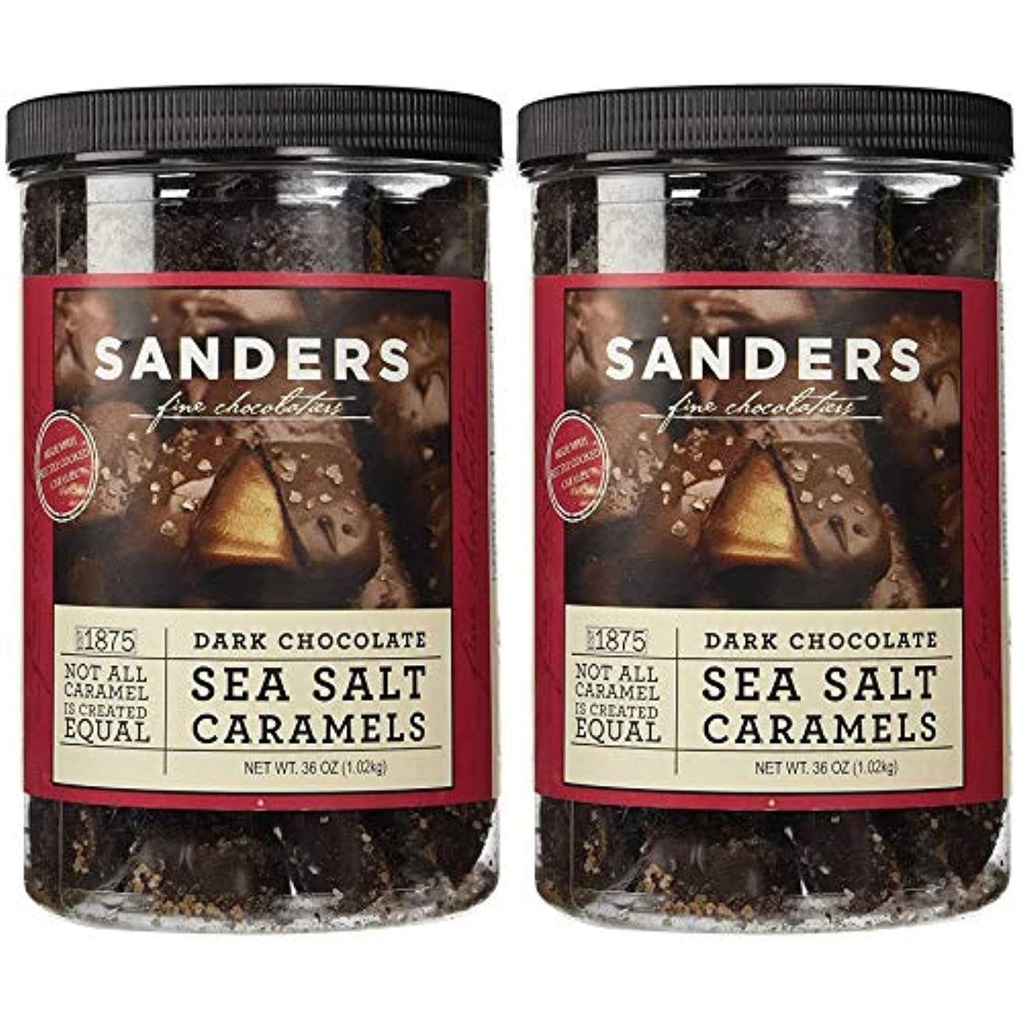 Sanders Dark Chocolate Sea Salt Caramels - 36 ounces (2.25 pounds), 2 Pack