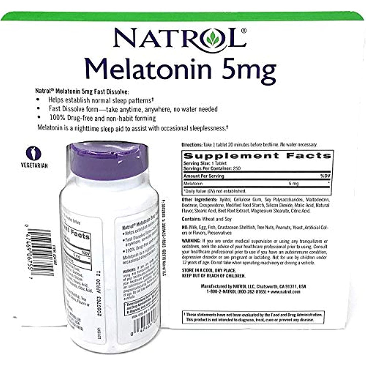 Melatonin Sleep 5mg Extra Strength Strawberry 250 Tablets