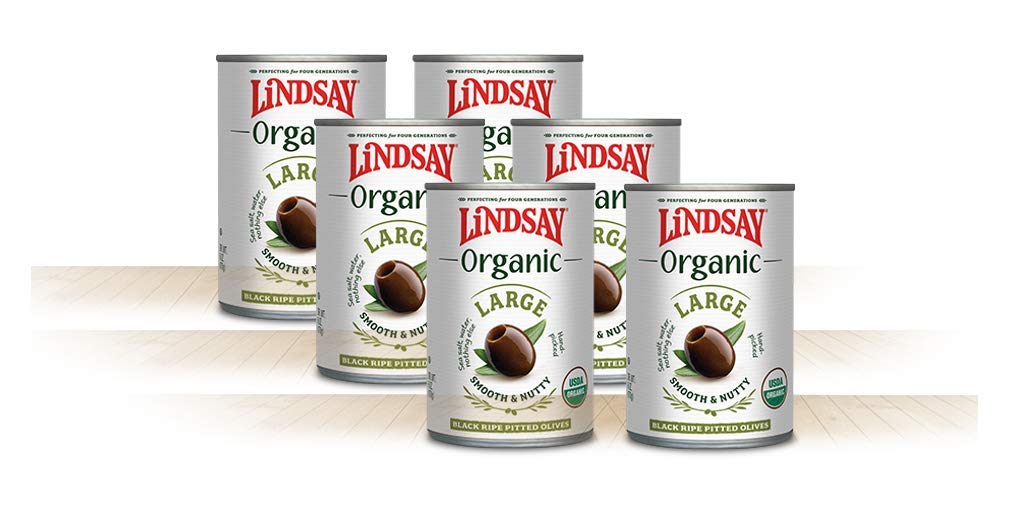 Lindsay Organic Large Black Ripe Pitted Olives, 6 Ounce (Pack of 6)
