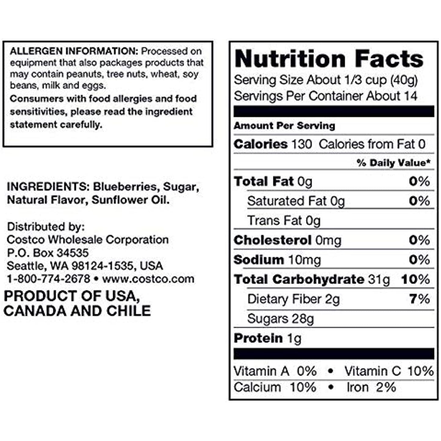 Kirkland Signature Whole Dried Blueberries (Resealable Bag) - 20 oz.