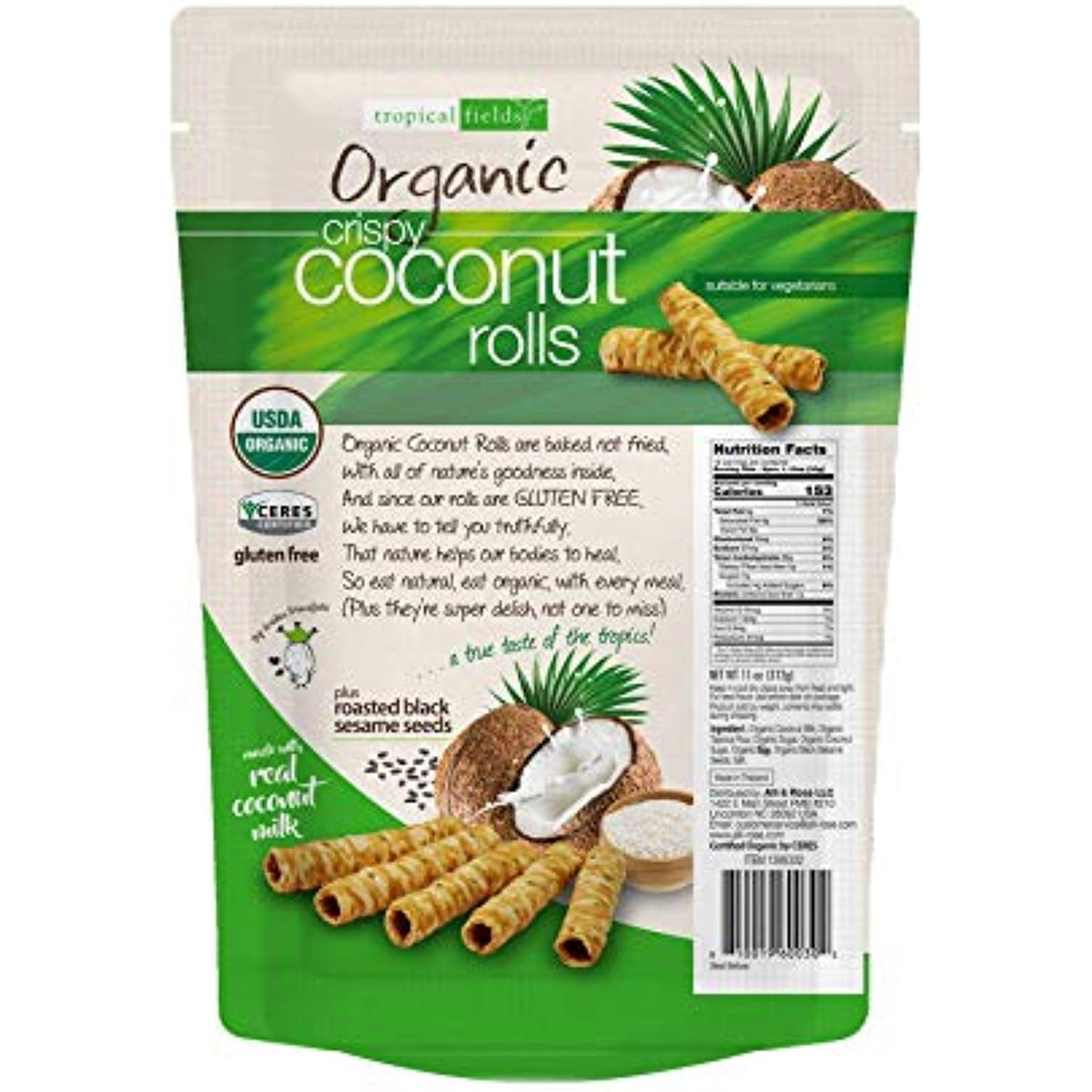 Organic Crispy Coconut Rolls Tropical Fields 2-Pack 11 oz Bag