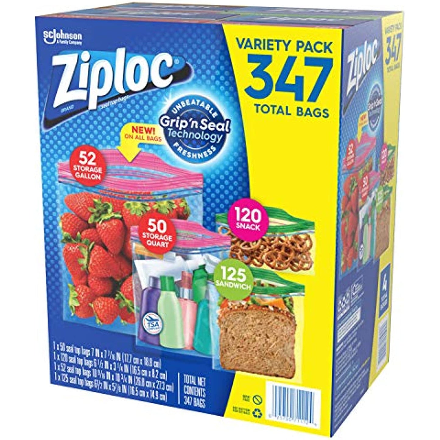 Ziploc Storage Bags, Various Sizes, 347 ct. ( 1 pack )