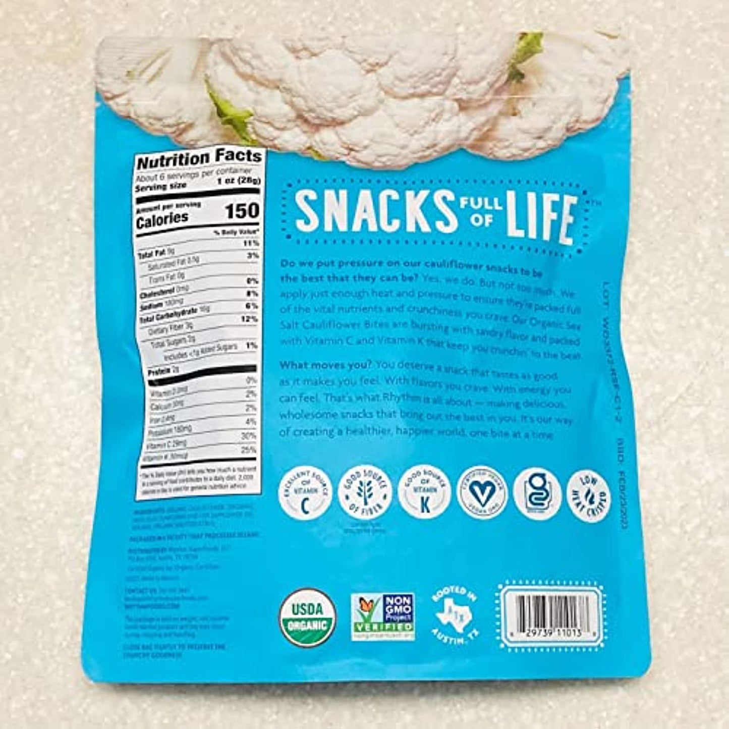 Rhythm Organic Cauliflower Bites - Sea Salt 5.75 oz.