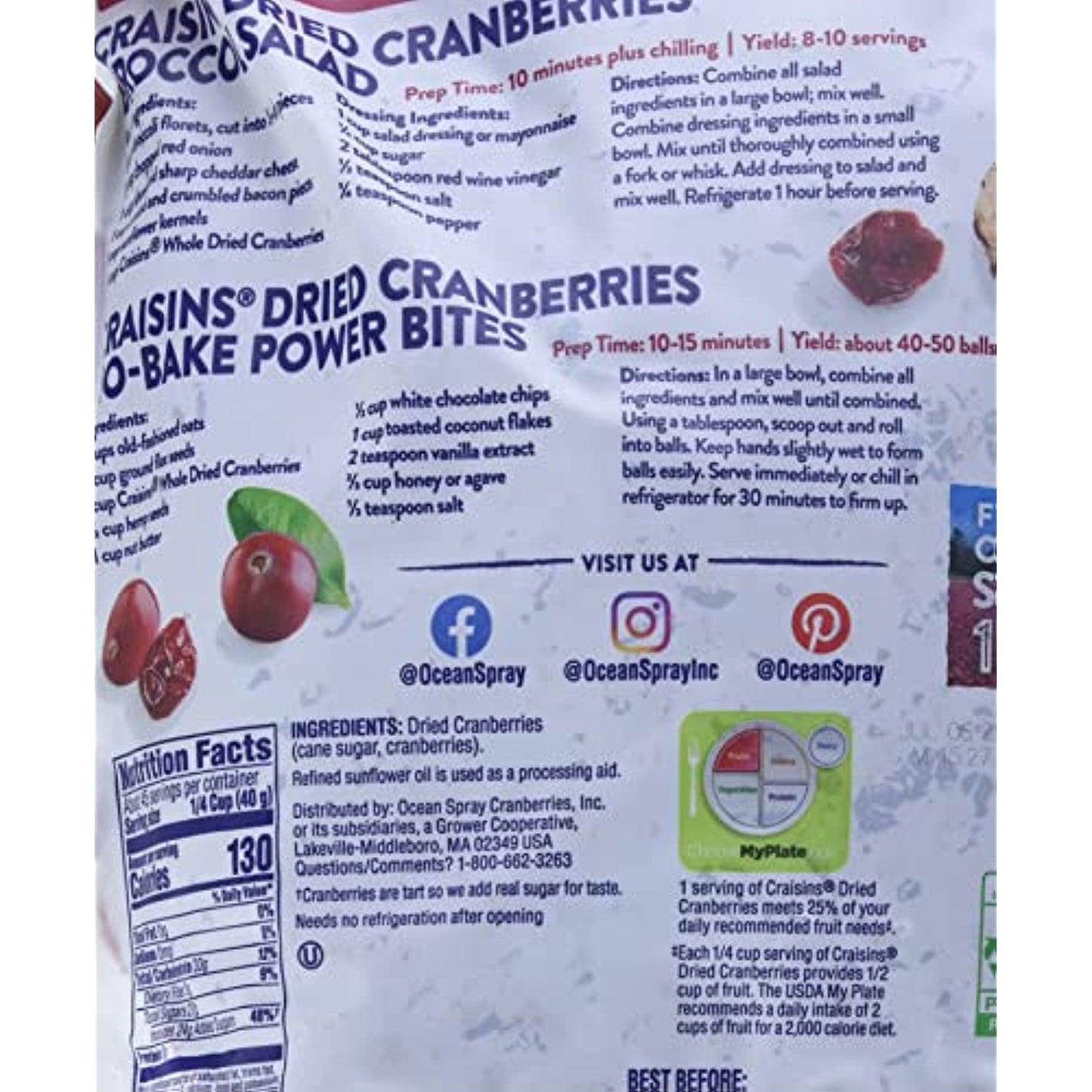 Ocean Spray Whole Craisins Dried Cranberries 64 Oz