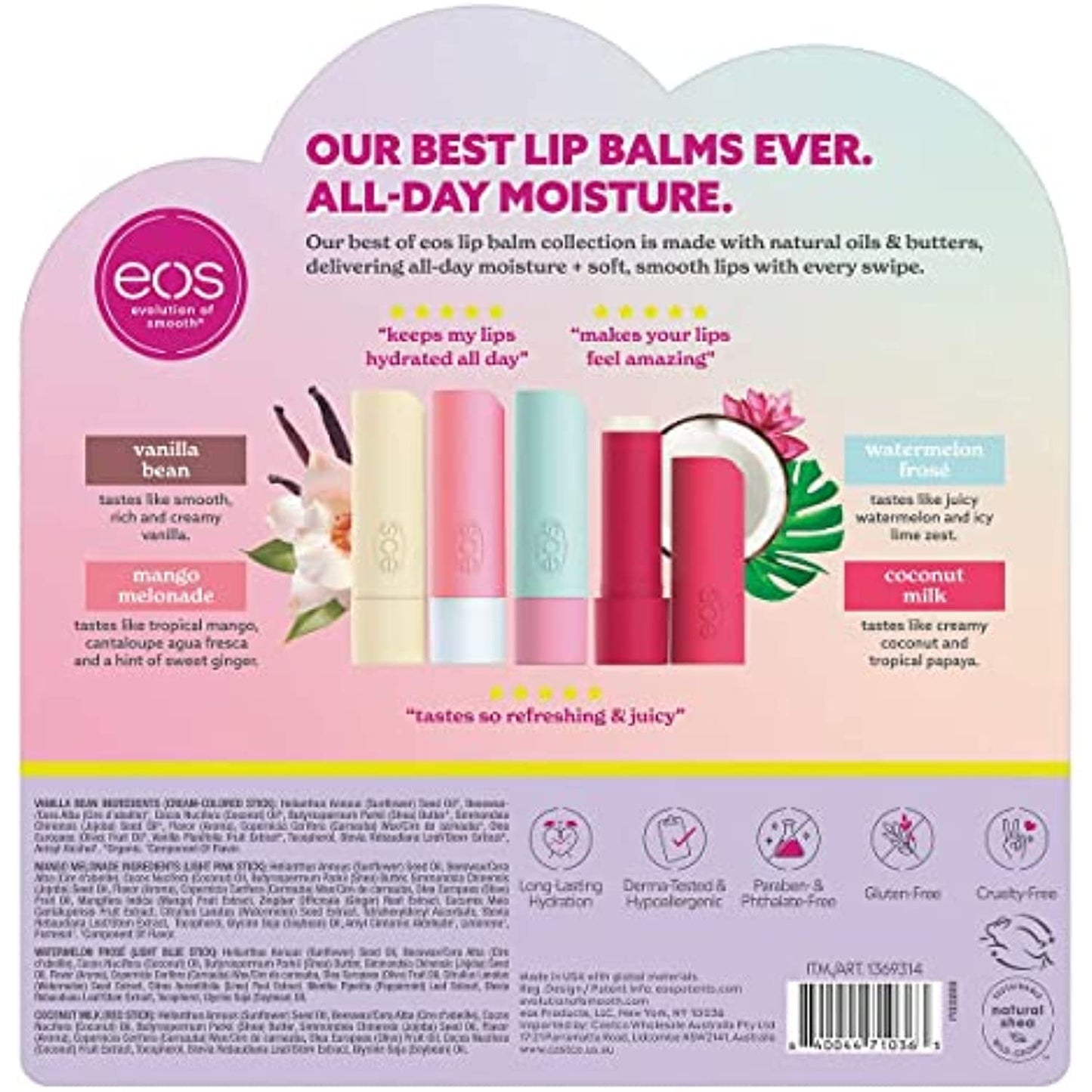 Evolution of Smooth eos Best of eos Lip Balm, 9 Sticks 0.14 Ounce (Pack of 9)