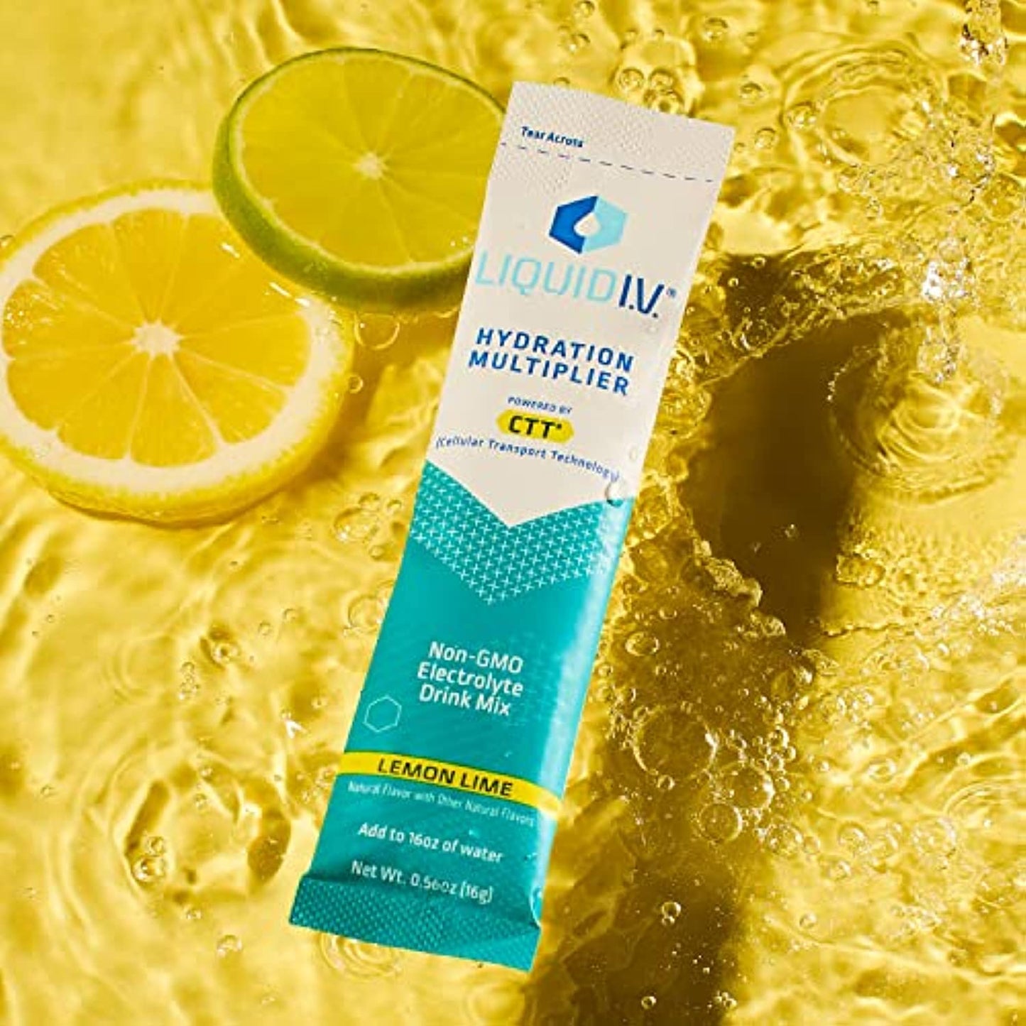 Liquid I.V. Hydration Multiplier - Lemon Lime - Hydration Powder Packets | Electrolyte Drink Mix | Easy Open Single-Serving Stick | Non-GMO | 96 Sticks