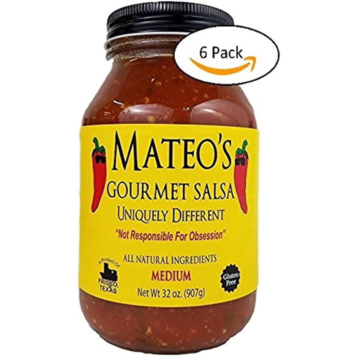 Mateo's Gourmet Salsa -Medium- 32 Oz (Pack of 6)