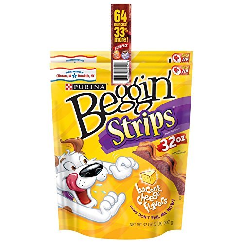 Beggin' Strips Dog Treats By Purina Bundle of 2 Lg. Bags (1) Bacon & (1) Bacon and Cheese 2 lbs. Each