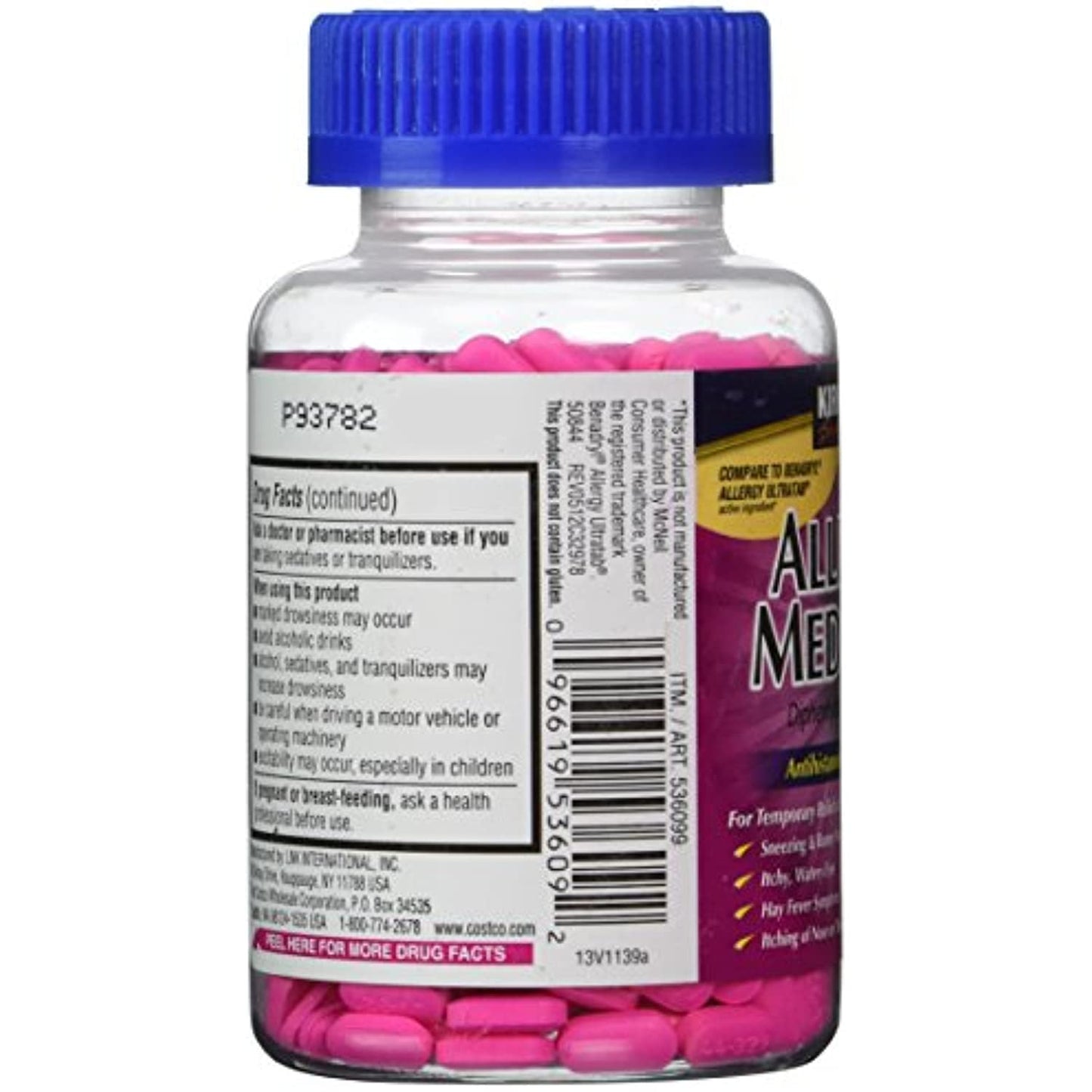 Kirkland Signature Allergy Medicine Diphenhydramine HCI 25 mg - 600 Minitabs