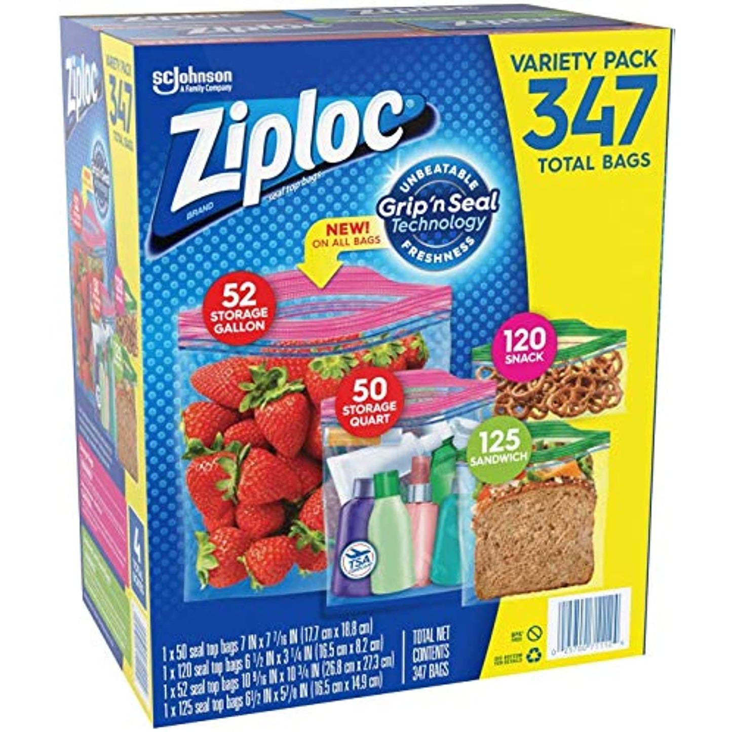Ziploc Storage Bags, Various Sizes, 347 ct. ( 1 pack )