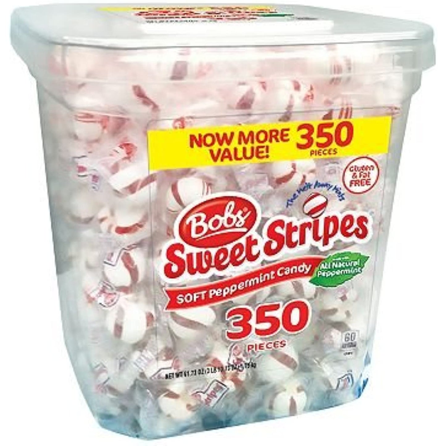 Bobs Sweet Stripes Soft Peppermint Candy | 100% Real Peppermint Delicious High Quality Sweet Stripes Gluten & Fat Free - 350 Count