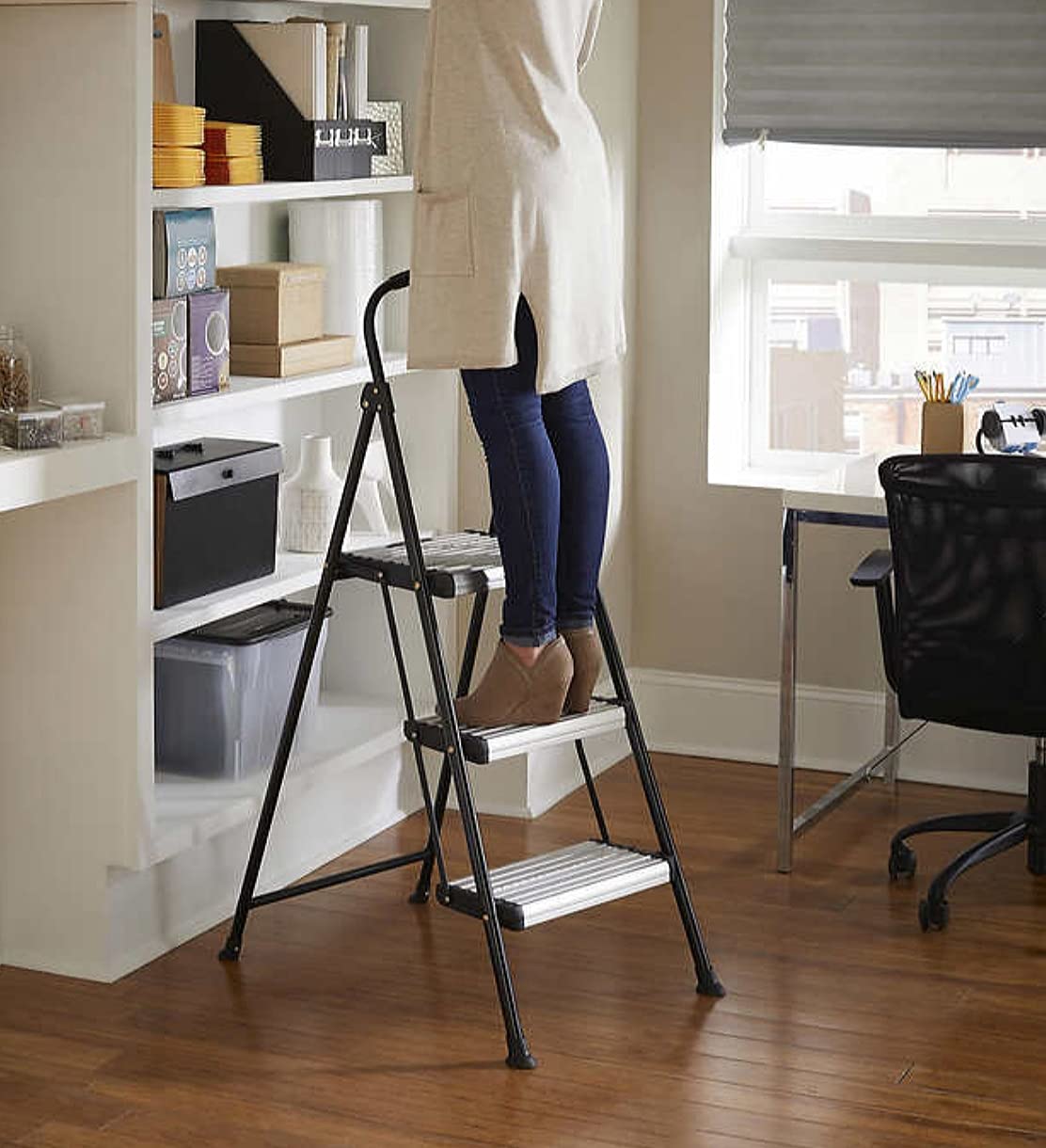 Cosco 3 Wide Step Stool Folding Stool Steel 1250lb Load Capacity