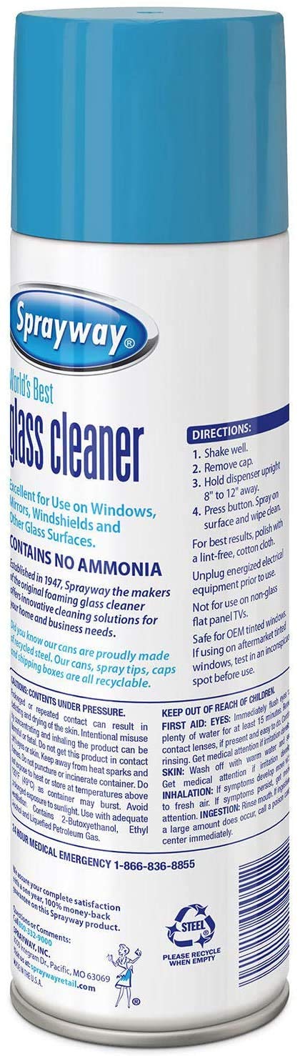 Sprayway 443331 Ammonia Free Glass Cleaner, 19 Oz. (4-Pack) (Packaging May Vary) (4 Case(19 Oz))
