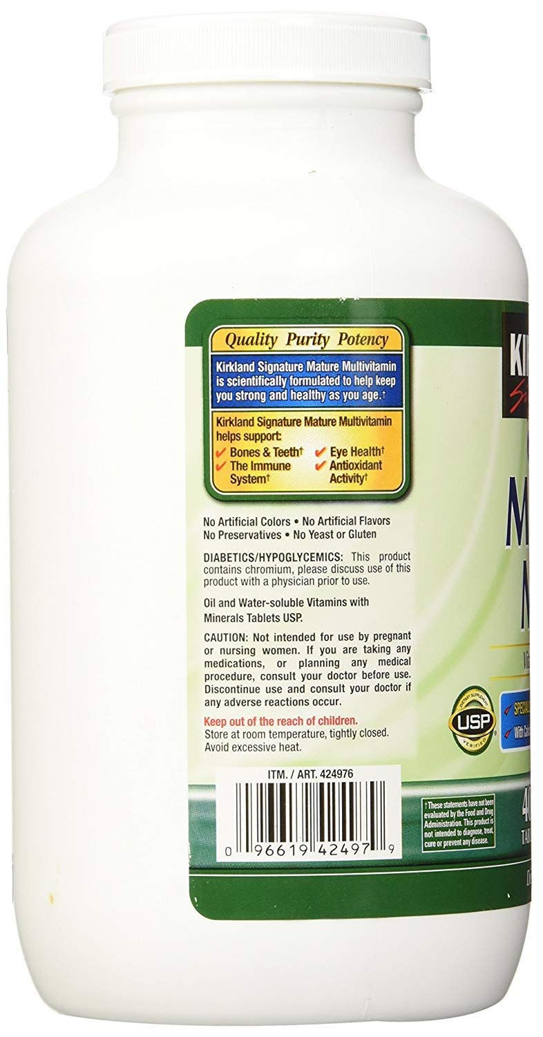 Kirkland Signature Mature Adult Multi Vitamin Tablets, 2 Package (400 Count)