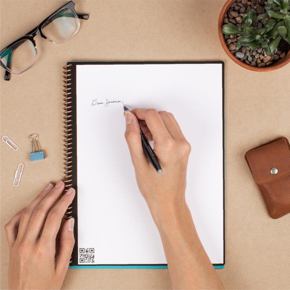 Rocketbook Fusion Smart Reusable Notebook - Calendar, To-Do Lists, and Note Template Pages with 1 Pilot Frixion Pen & 1 Microfiber Cloth Included - Infinity Black Cover, Letter Size (8.5" x 11")