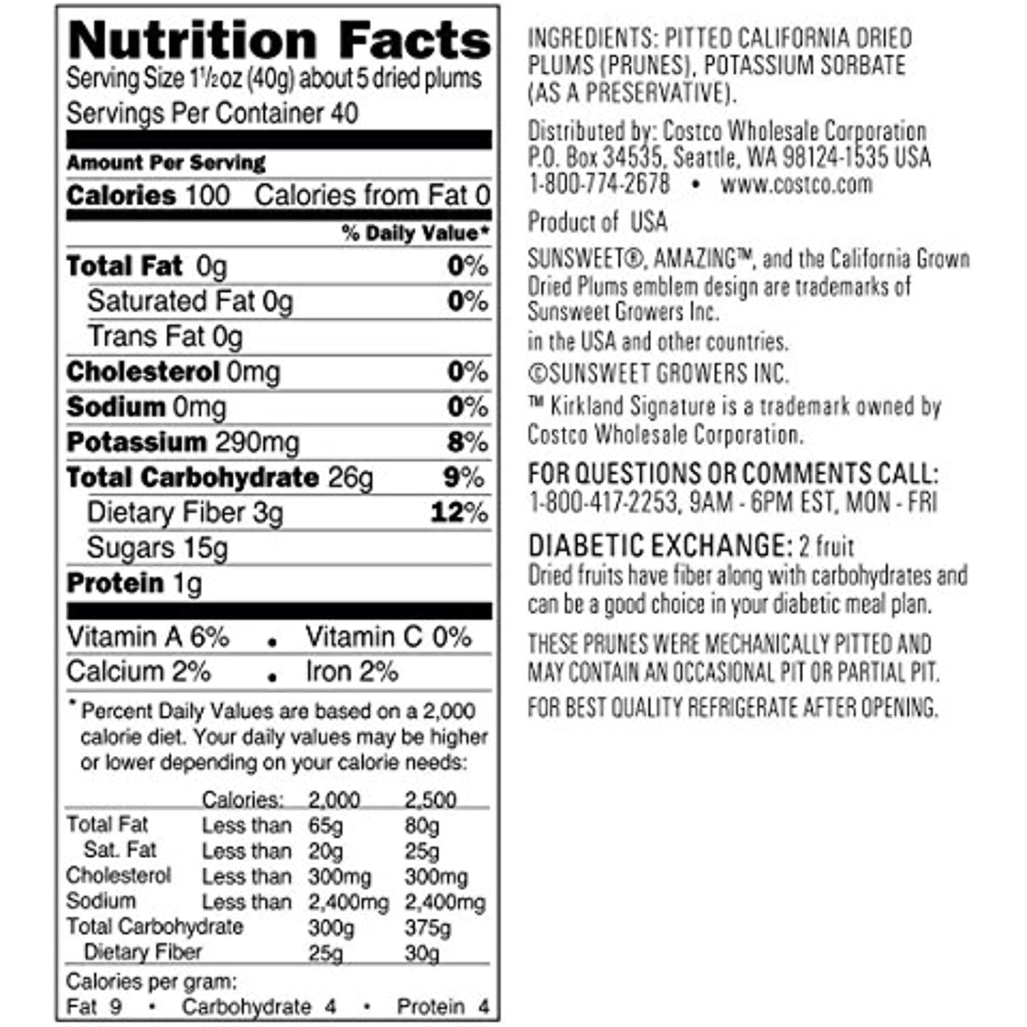 Kirkland Signatures Dried Plums Pitted Prunes, 2 Pack