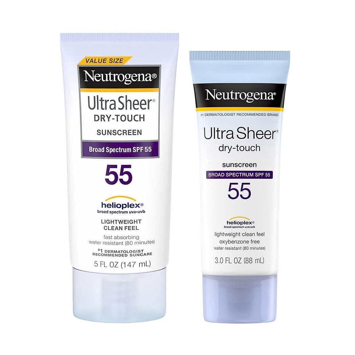 Neutrogena Ultra Sheer Spf 55 Sunscreen Light Weight Clean Feel 5.0 Fl Oz +3.0 Fl Oz Net Wt 8 Fl Oz