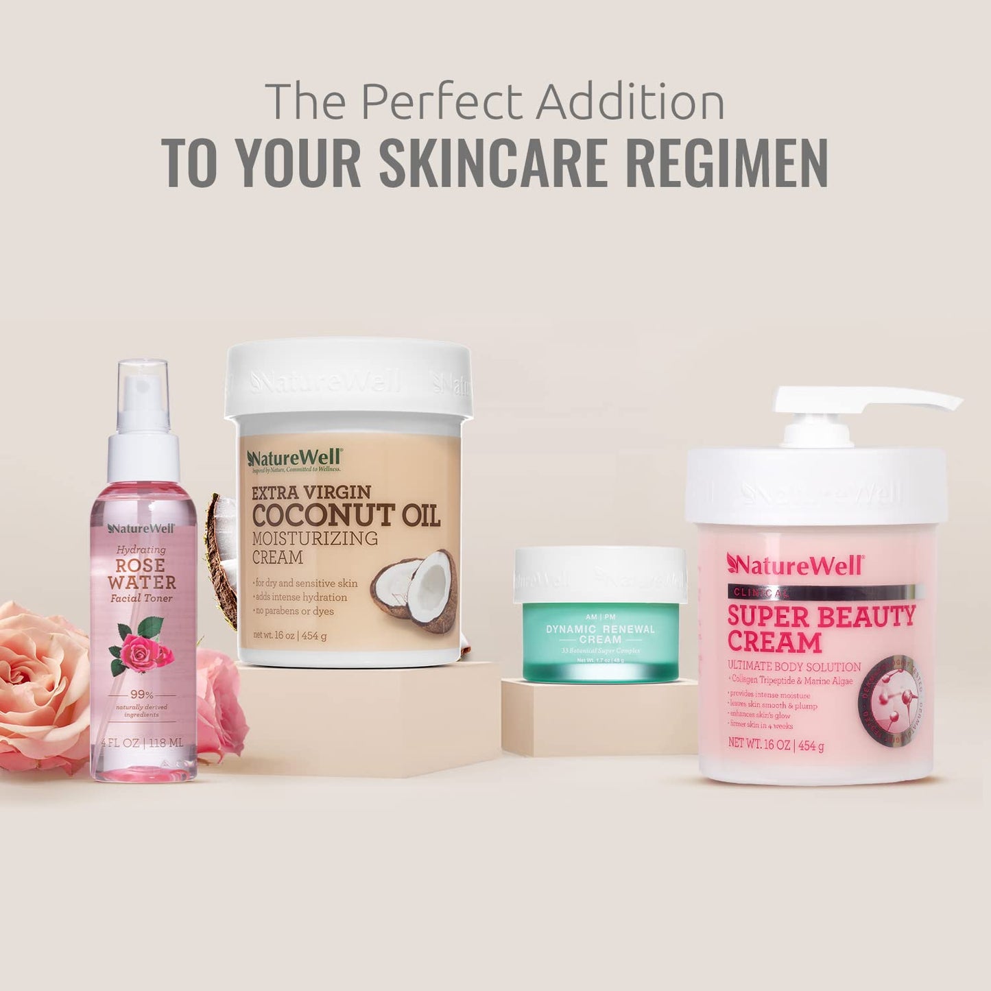 NATUREWELL Clinical Super Beauty Cream for Face, Body, & Hands, Ultimate Beauty Solution Featuring Collagen Tripeptide & Marine Algae, Enhances Skin�s Glow, Leaves Skin Smooth & Plump, Provides Intense Moisture, 16 Oz