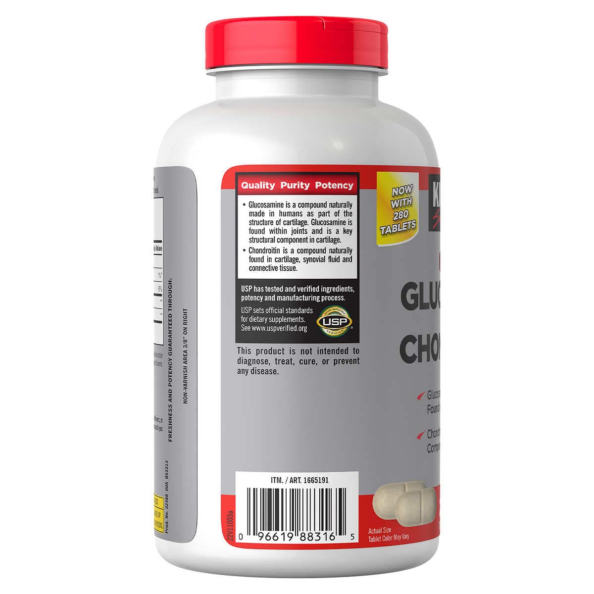 Kirkland Signature Glucosamine HCI 1500 mg and Chondroitin Sulfate 1200 mg, 280 Tablets
