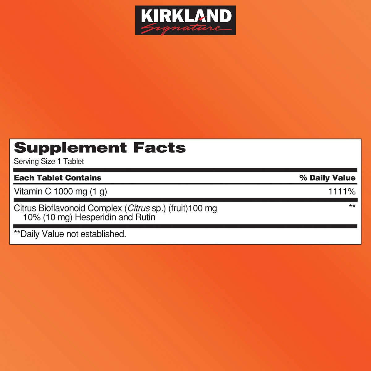 Kirkland Signature, Vitamin C with Rose Hips and Citrus Complex 500 Tablets VAWRI (Pack of 2)