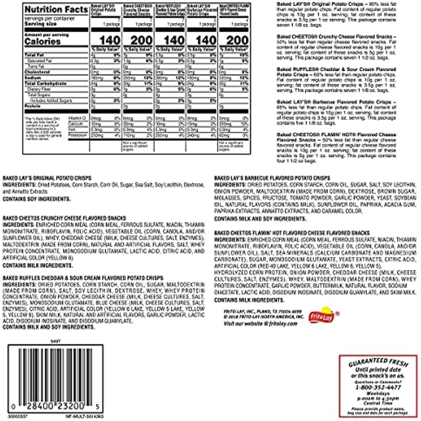 Frito Lay Oven Baked Mix, Variety Pack, 30-count