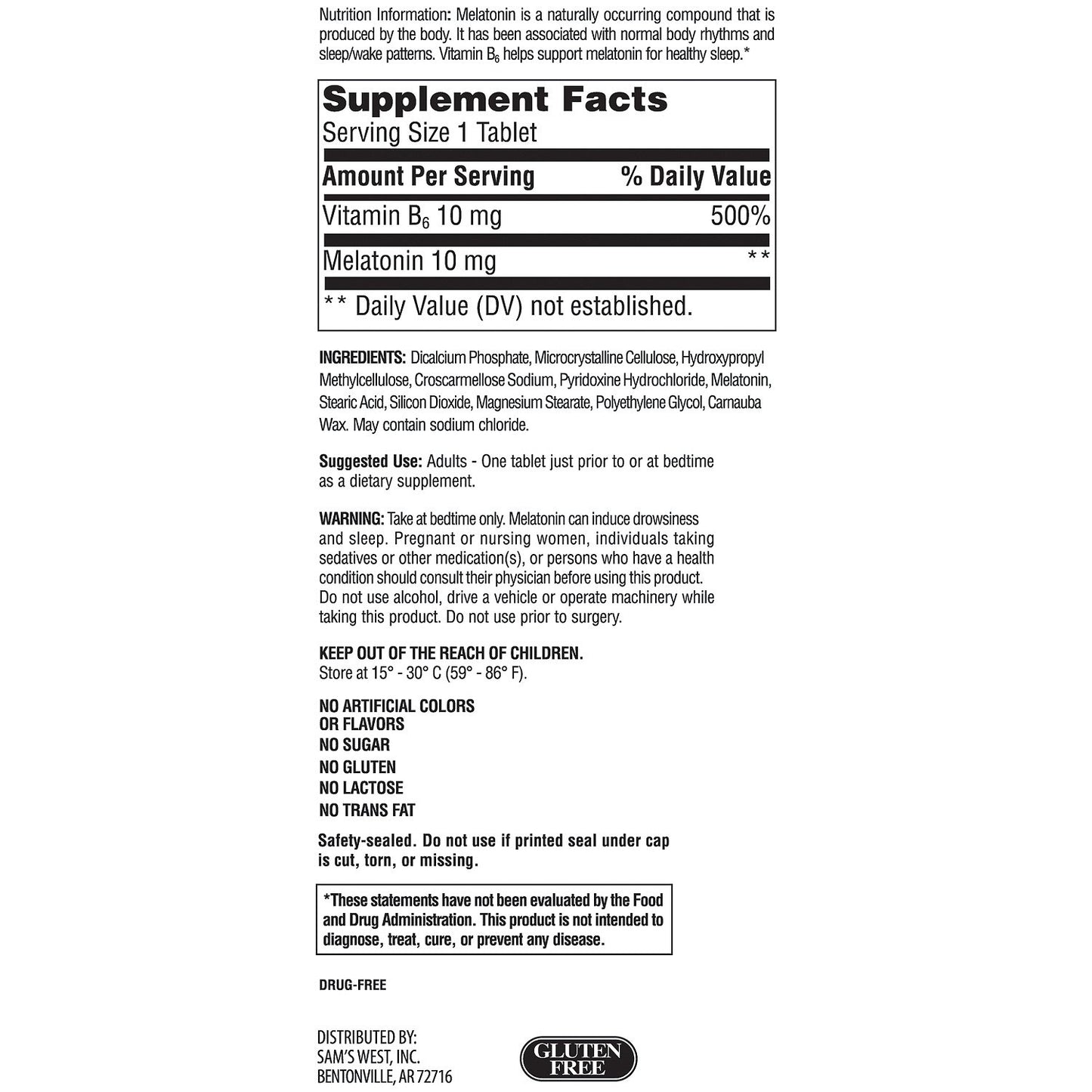 Member's Mark 10 mg Melatonin Dietary Supplement (250 ct.)