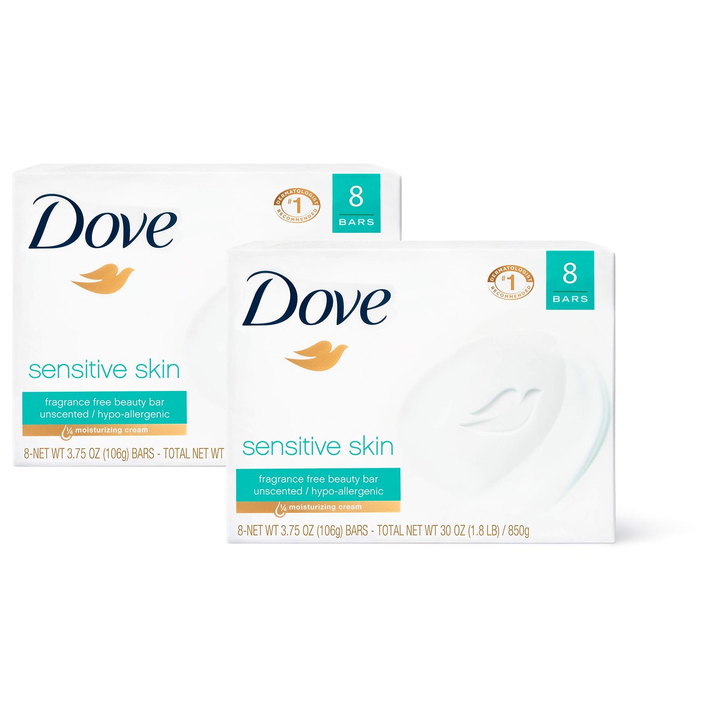 Dove Beauty Bar Gently Cleanses and Nourishes Sensitive Skin Effectively Washes Away Bacteria While Nourishing Your Skin, 3.75 oz (Pack of 16)