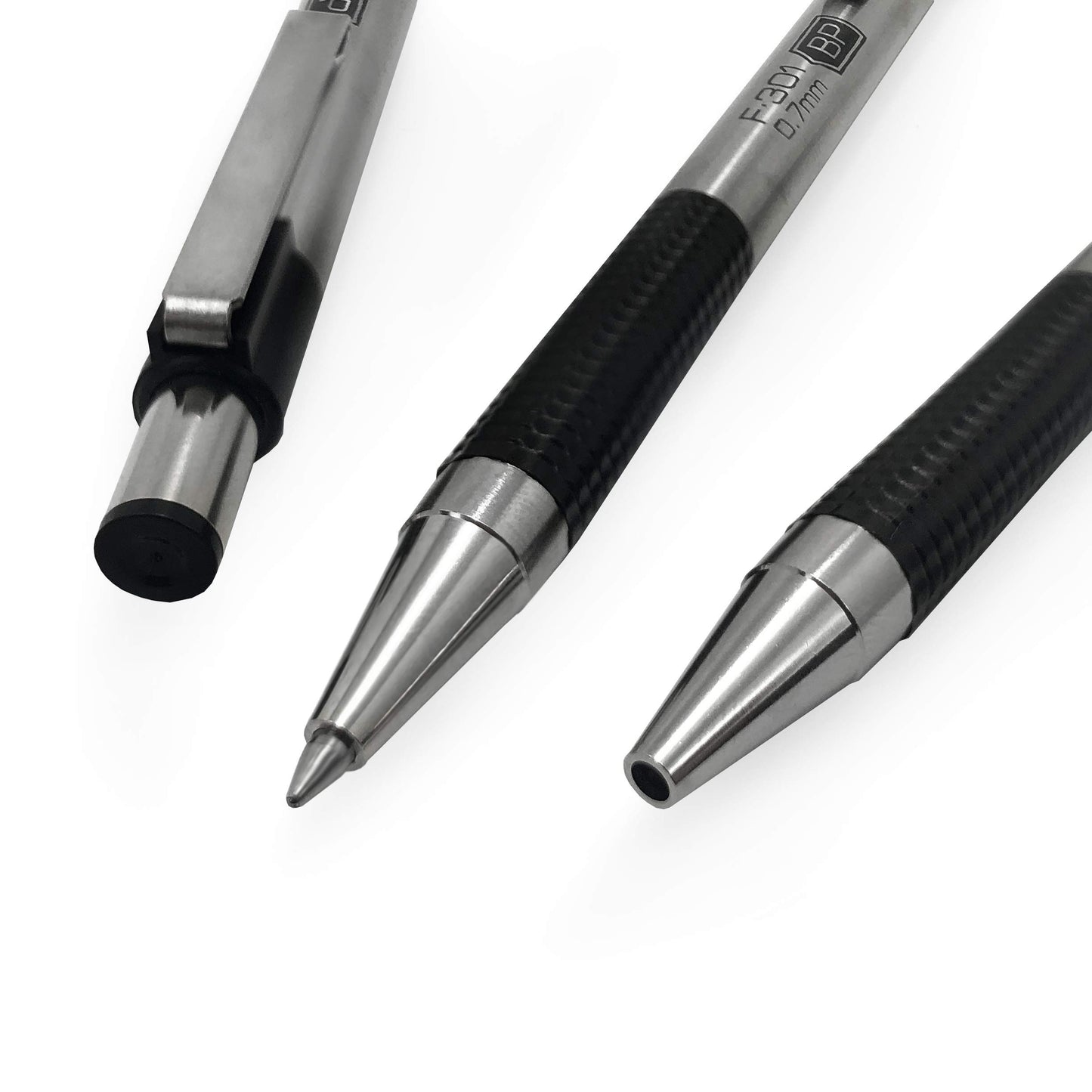 ZEBRA F-301 Ballpoint Retractable Pen, Black Ink, Fine Point Tip, 9 Pens per Pack Refillable Pens with Refill 0.7 mm Stainless Steel