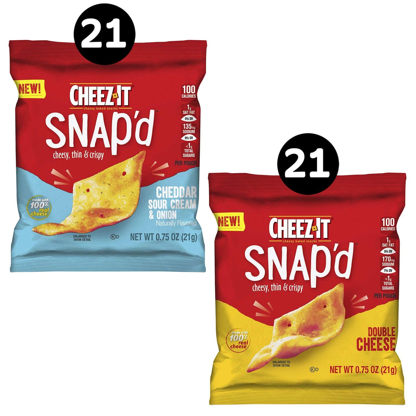Cheeze-It Snap'd Cheesy Baked Snacks Multipack 42Count 0.75 Oz Net Wt 31.5 Oz