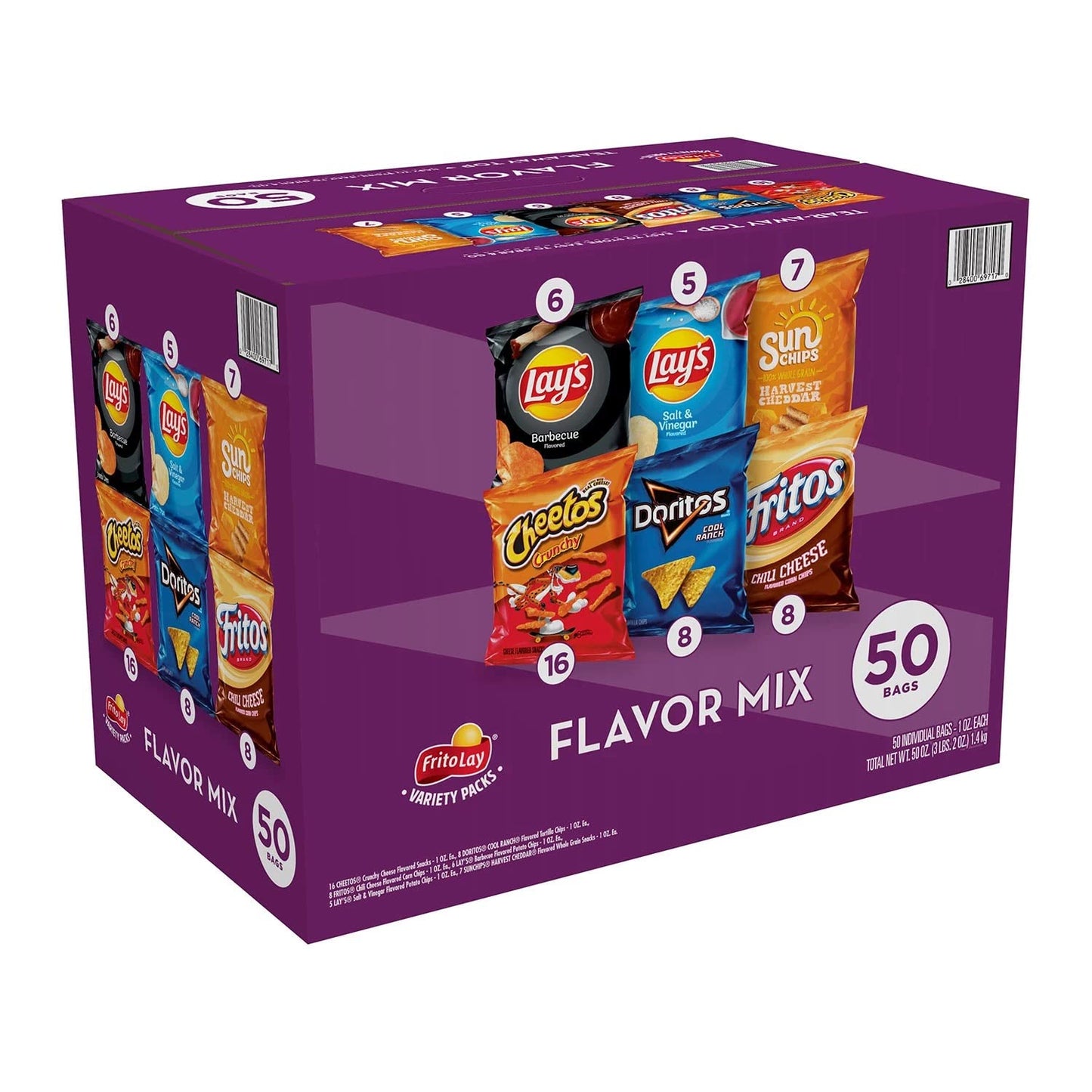 Frito-Lay Flavor Mix Chips And Snacks Variety Pack (50 Count)