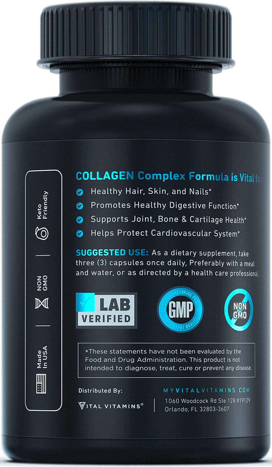 Vital Vitamins Multi Collagen Complex - Type I, II, III, V, X, Grass Fed, Non-GMO, 150 Capsules