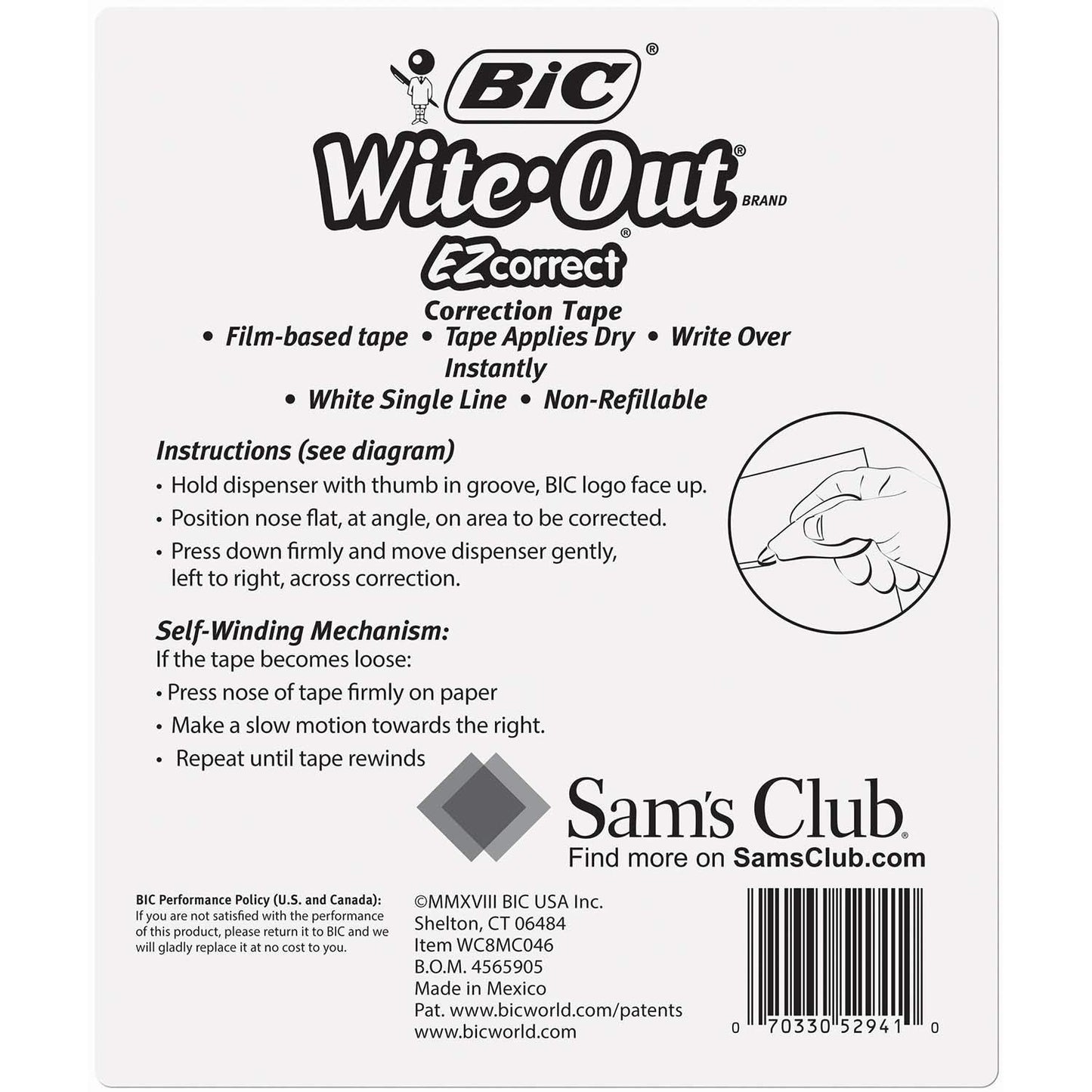 An Item of BIC Wite-Out Brand EZ Correct Correction Tape, White, 6 Count - Pack of 1