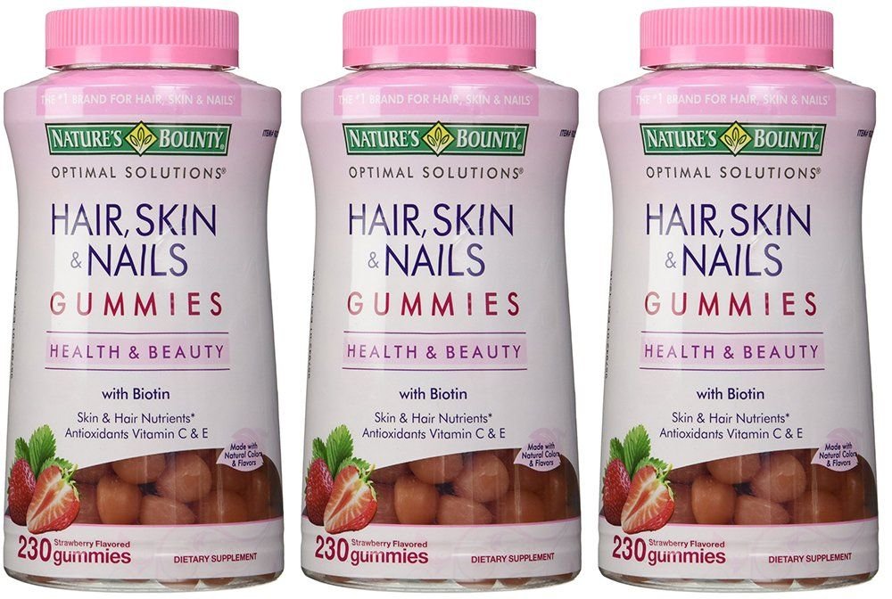 Natures Bounty DiFwa Hair Skin and Nails, 230 Gummies (3 Pack)