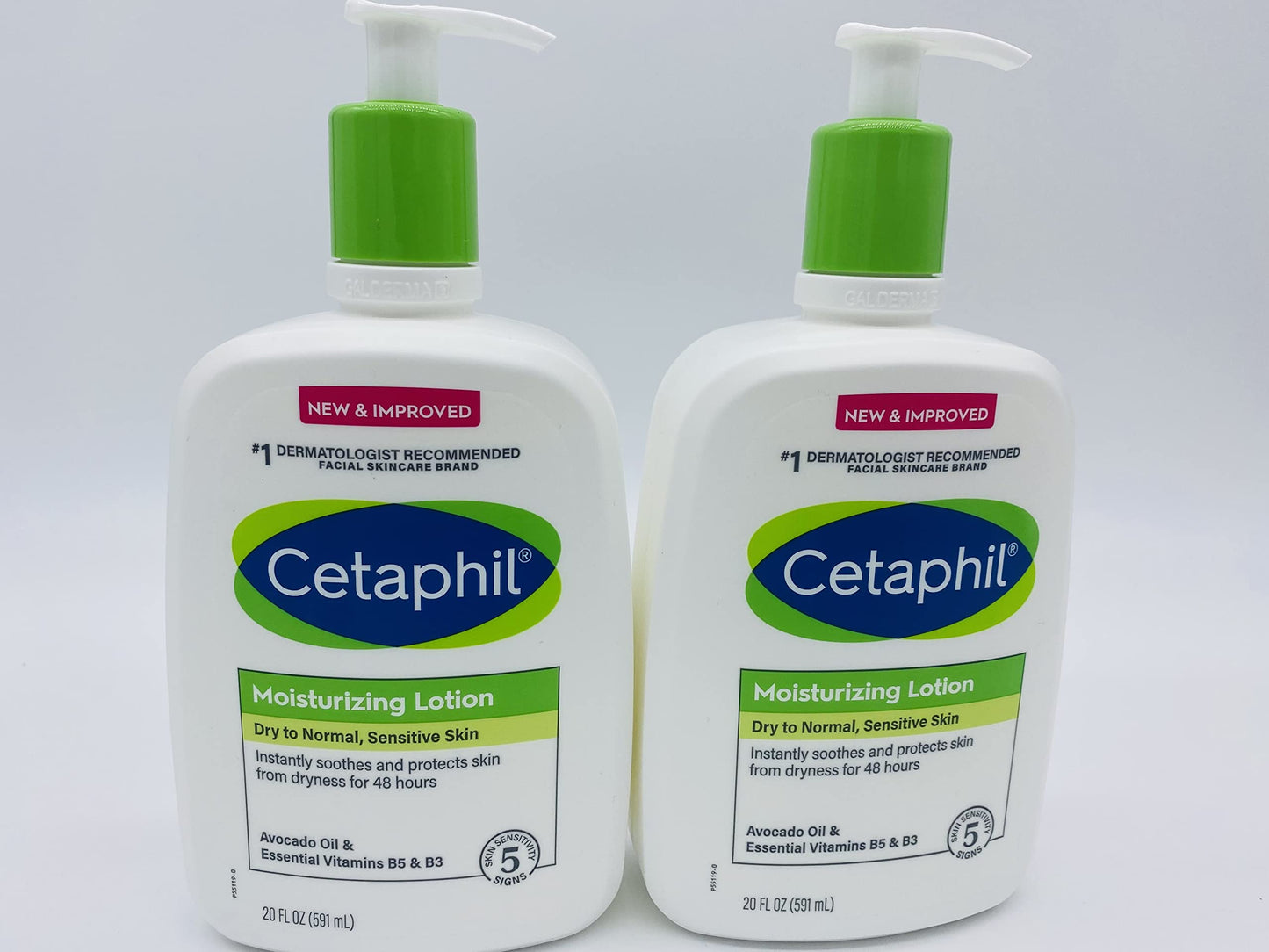 2 - 20 oz. Pack Cetaphil New & Improved Moisturizing Lotion for Dry to Normal,Sensitive Skin (With Avacado Oil and Essential Vitamins)