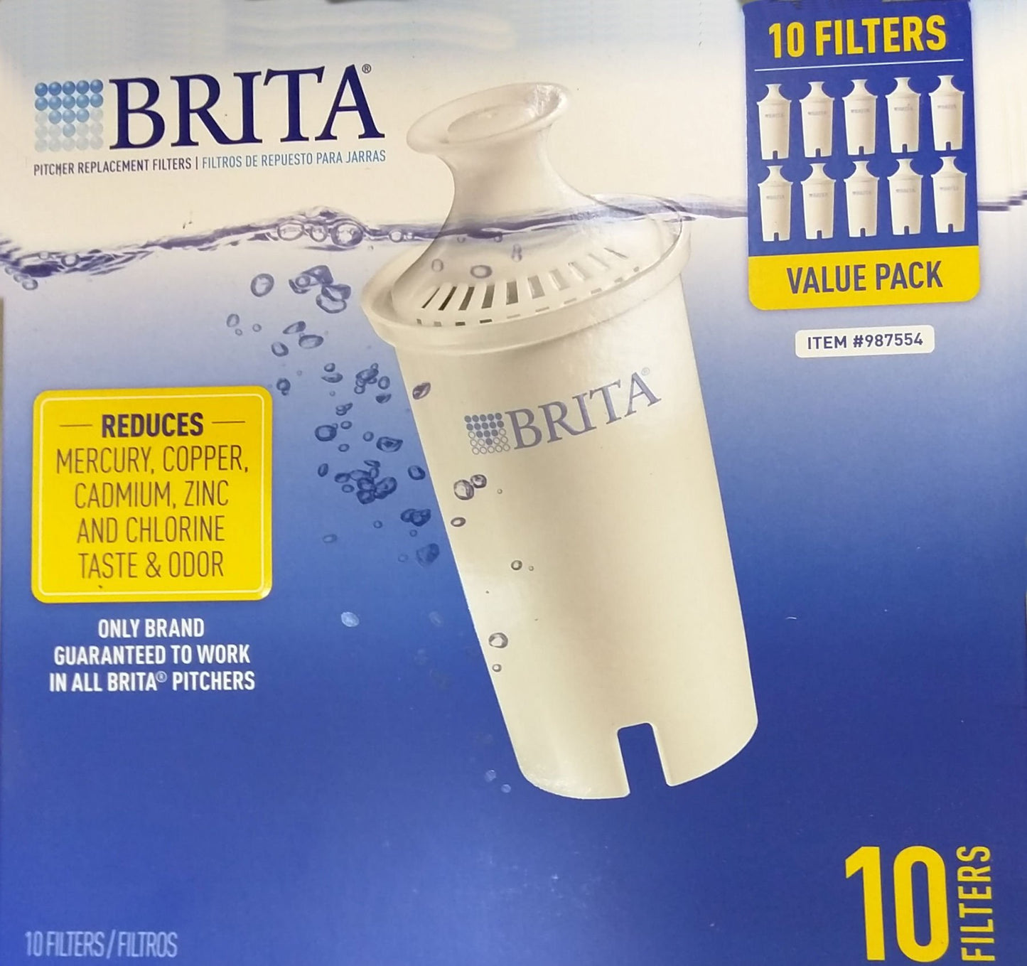 Brita 060258359916 987554 Pitcher Replacement Filters, Pack of 10, 10 Count (Pack of 1), White