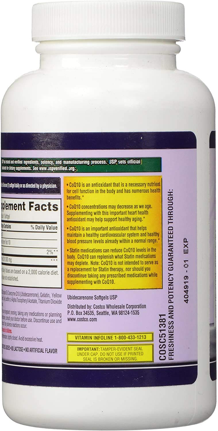Kirkland Signature Maximum Potency CoQ10 300 mg 100 Softgels Each