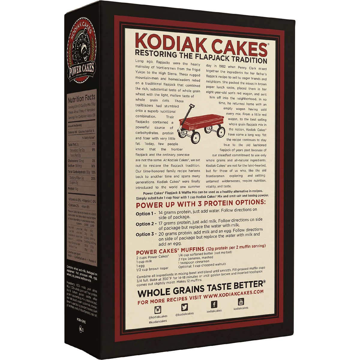 Kodiak Cakes Power Cakes: Flapjack and Waffle Mix Whole Grain Buttermilk, 24 Ounce (Pack of 3)