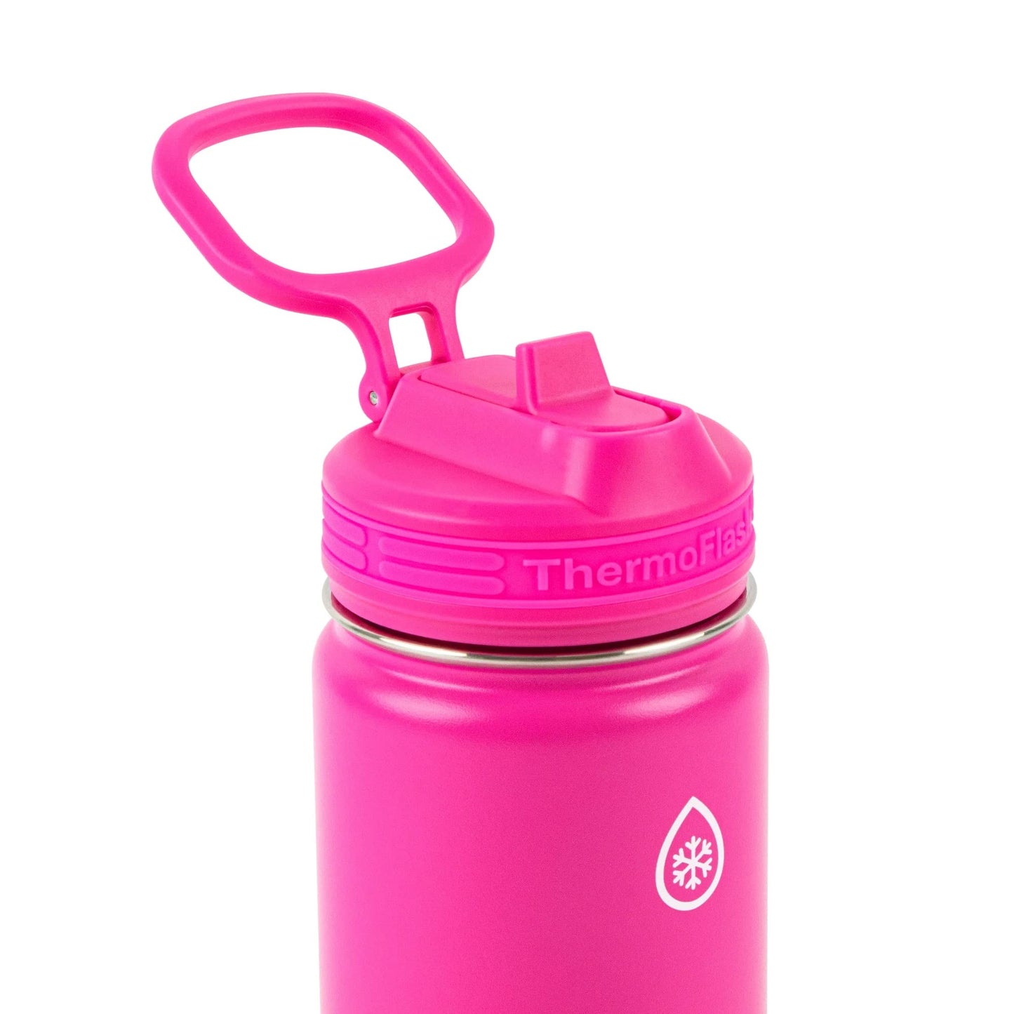 ThermoFlask Stainless Steel KIDS Bottles with Straw Lid ,BPA-free, 16 Ounces, 2 Count (Aquamarine/Storm Pink)
